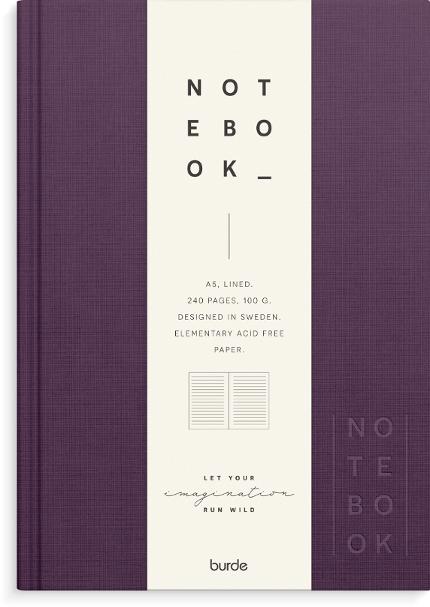 Ant.bok BURDE A5 textil linjerad lila