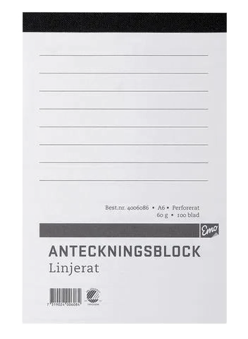 Anteckningsblock A6 100 blad