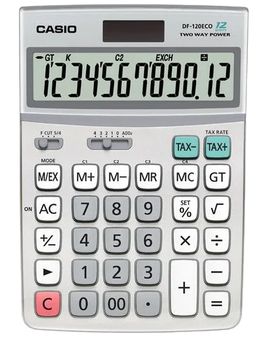 Bordsräknare CASIO DF-120ECO grå