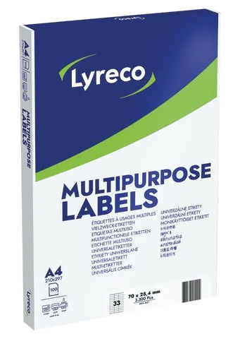 Etikett LYRECO 70x25,4mm 3300/fp