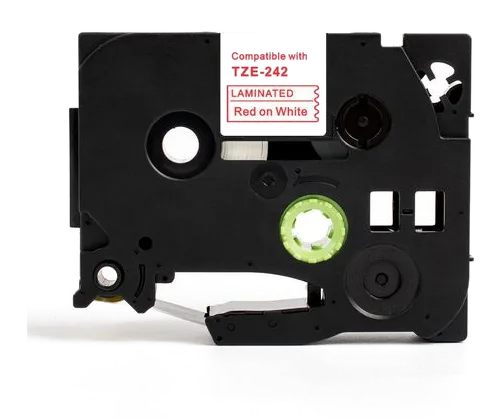 Tape 18mm TZe-242 röd på vit