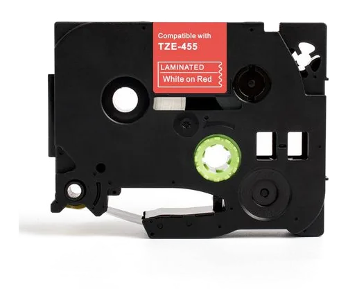 Tape 24mm TZe-455 vit på röd