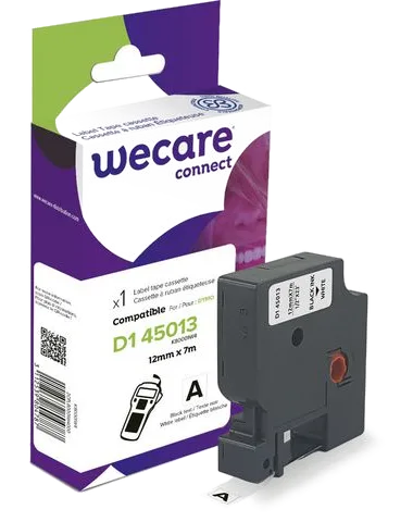 Tape WECARE 12mm svart på vit