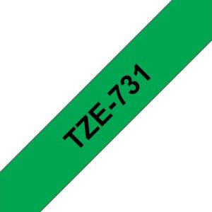 Tape BROTHER TZE731 12mm svart p? gr?n