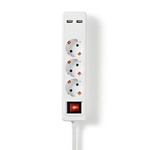 Grenuttag NEDIS jordad 3-v?g + 2 USB