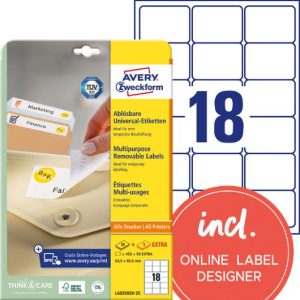 Etikett AVERY avtagb 63,5x46,6mm 540/fp